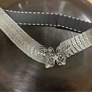 METAL PLATES OVERLAPPING STRETCH BAND CLIP BELT LARGE